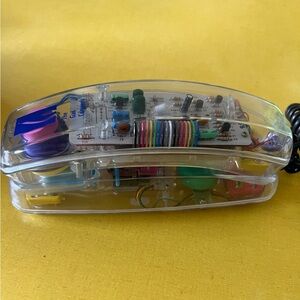 Vintage Transparent Multicolor Phone Clear Body with Rainbow Accents